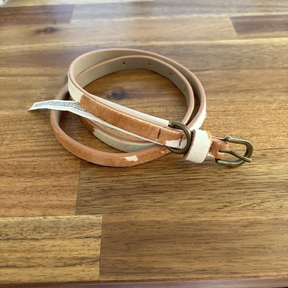 AMERICAN EAGLE Women’s Belt XS Leather Cow Print Dyed Calf Boho Western Festival